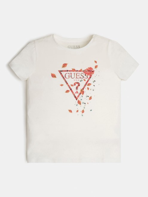 Guess Camiseta Blanca Con Logo Triangular En El Frente