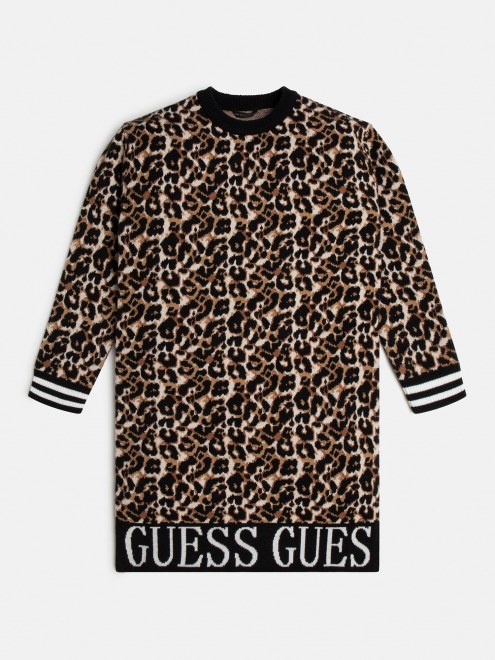 Vestido Estilo Suéter Con Estampado Completo Guess Animalier
