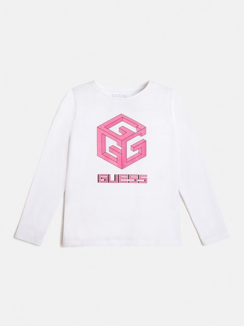 Camiseta De Tendencia Con Logo Delantero Blanco Guess