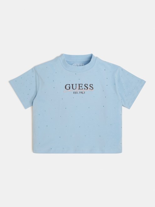 Camiseta Con Logo Delantero Guess Azul Claro