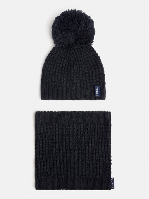 Conjunto De Bufanda Y Gorro Azul Guess