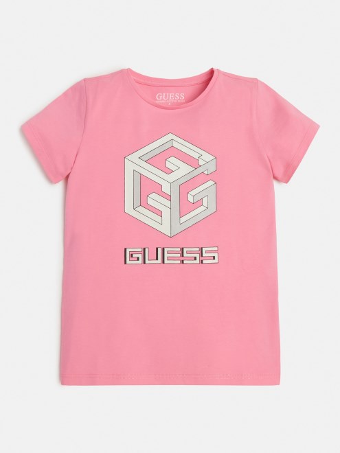 Camiseta Rosa Con Logo Delantero Guess