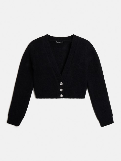 Cárdigan Con Botones Joya Adivinar Negro