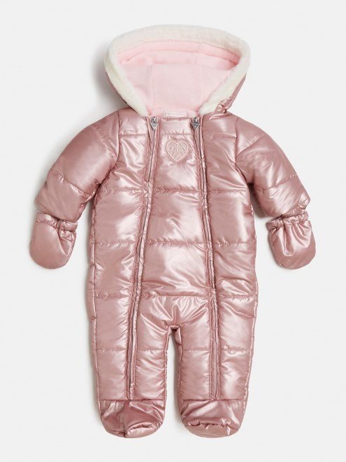 Pelele De Peluche Con Capucha Guess Rosa