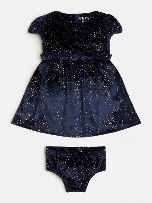 Conjunto De Vestido Y Braguitas De Terciopelo Azul Guess