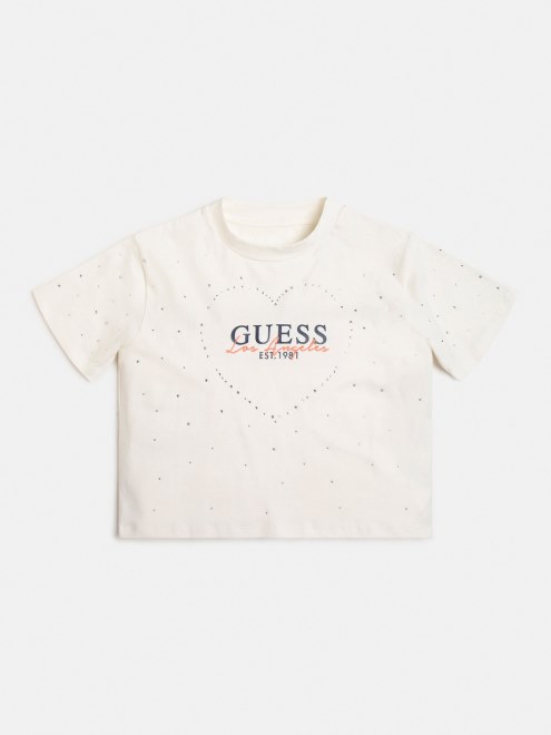 Camiseta Blanca Con El Logo Delantero De Guess Nuevo