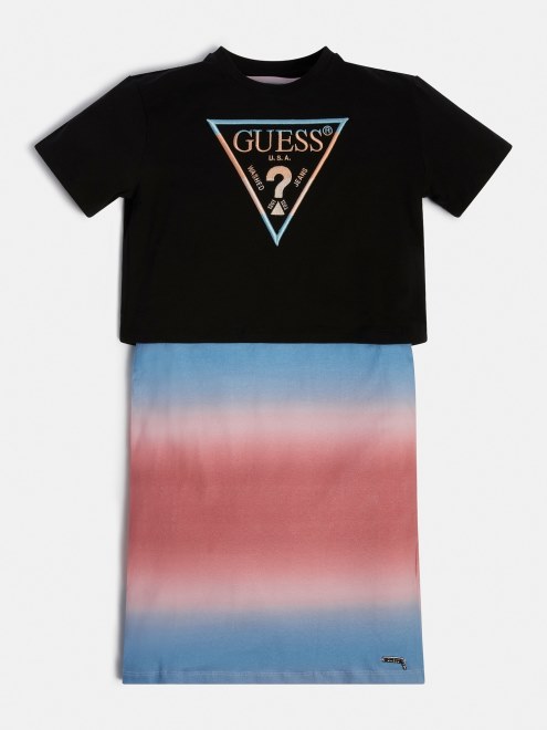 Vestido Con Logo En La Parte Delantera Y Estampado Multicolor De Guess