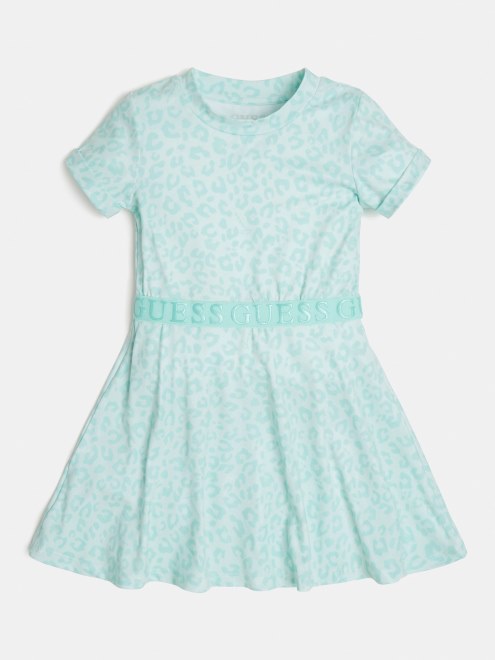 Guess Vestido Verde Con Estampado Integral