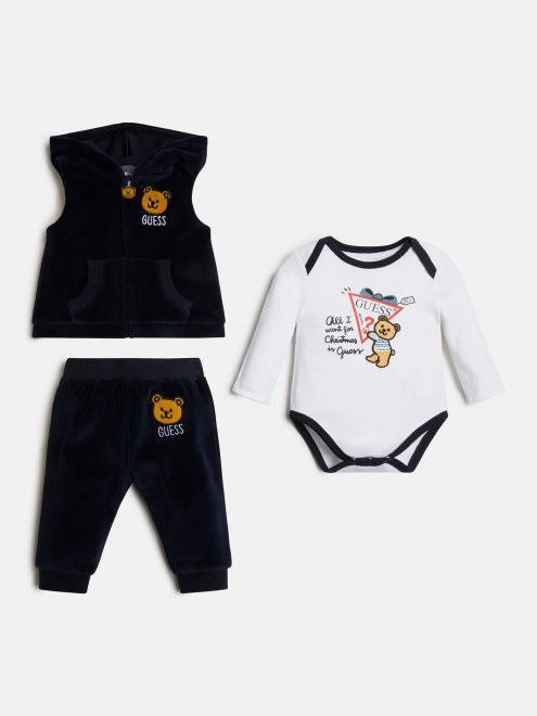 Chaleco De Chenilla Cuerpo Pantalón Conjunto Adivinar Azul