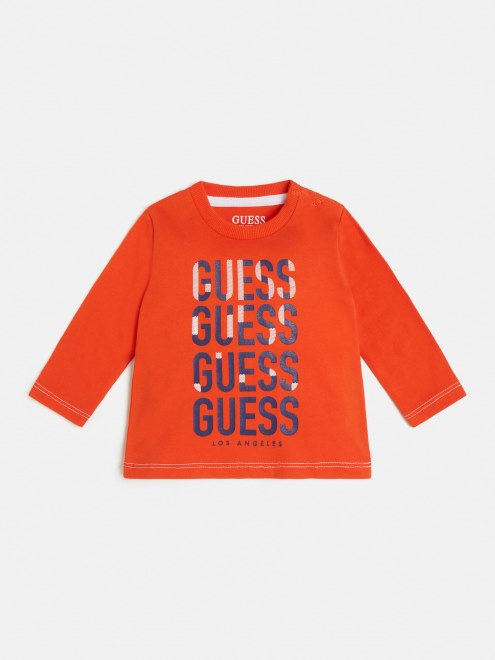 Camiseta Con Logo Delantero Naranja Guess