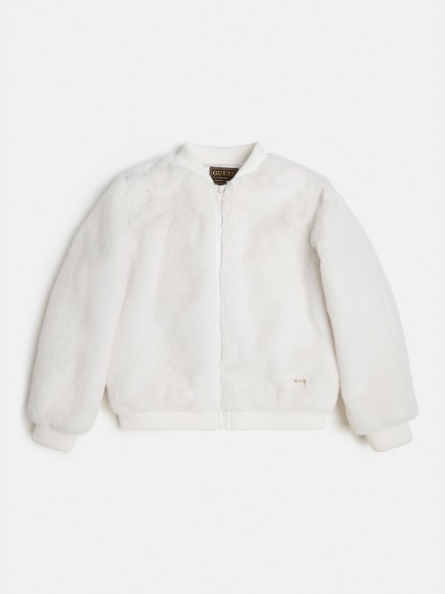 Guess Bomber De Piel Sintetica Blanca