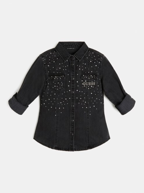 Adivinar Camisa De Pedrería Negra