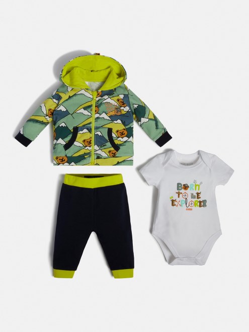 Conjunto Sudadera Cuerpo Y Pantalón Guess Verde Multi