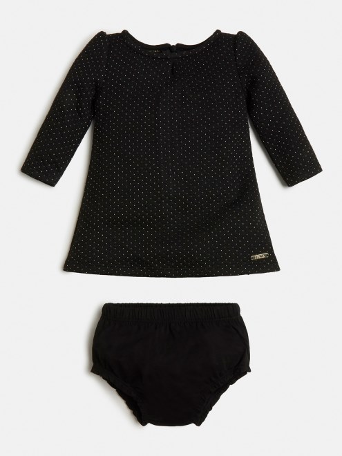 Guess Conjunto Vestido Y Braguita Negro Jacquard Lurex