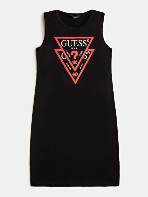 Vestido Guess Negro Con Logo Estampado En La Parte Delantera