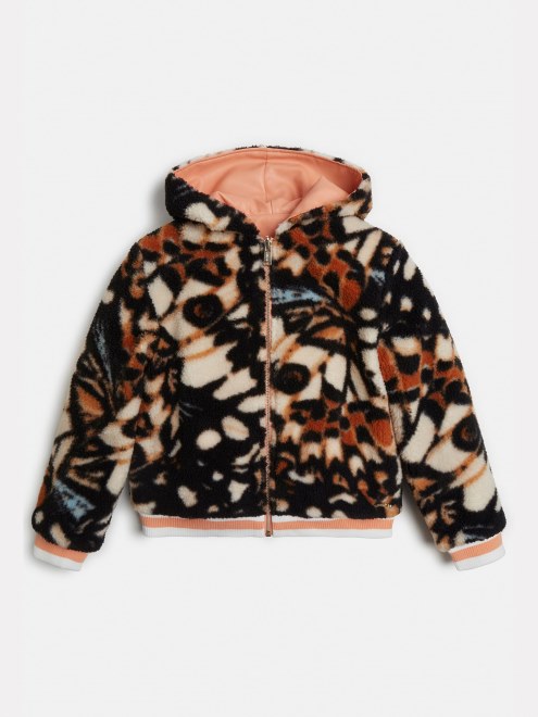 Bomber Reversible De Pelo Sintético Estampado Multicolor Guess