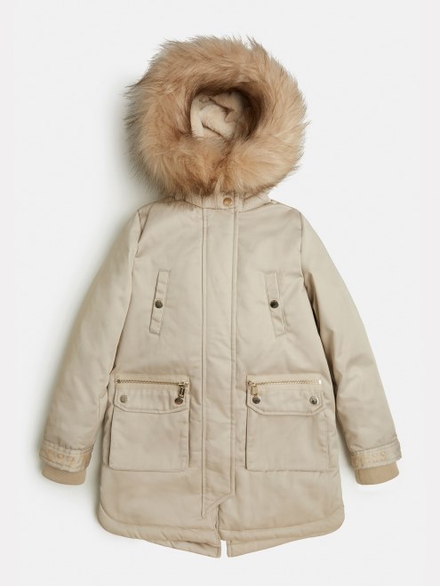 Guess Parka Con Capucha Beige