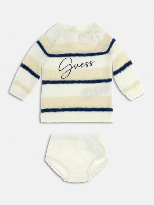 Guess Conjunto De Vestido Y Braguitas De Rayas Blancas