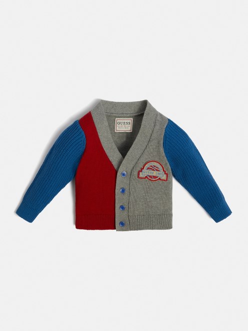 Cárdigan Con Bloques De Color Rojo Multi Guess