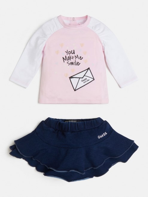 Conjunto Camiseta Y Falda Guess Rosa