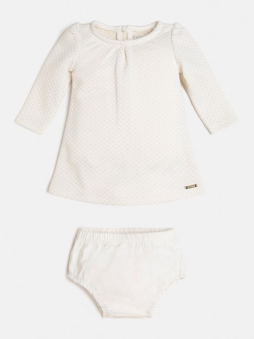 Conjunto Vestido Y Braguita En Jacquard Lurex Blanco Guess