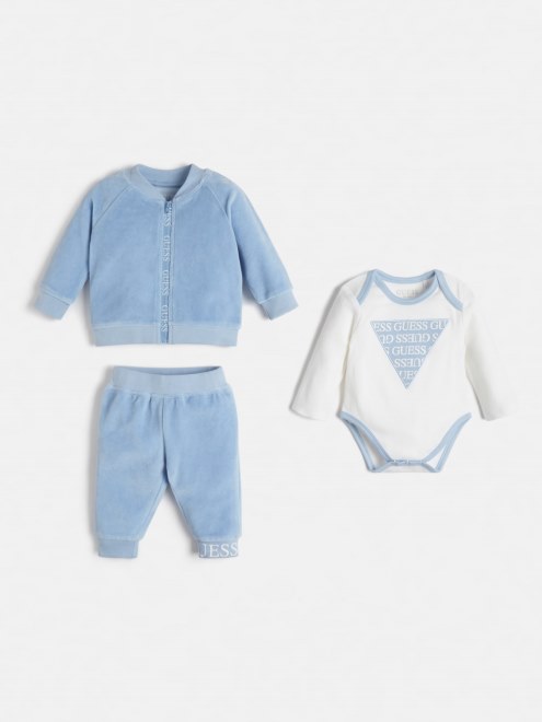 Guess Cuerpo De Chaqueta Y Pantalón Con Logo Delantero Azul Claro