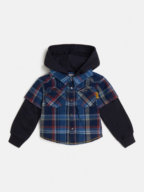 Camisa Con Capucha Y Cuadros Rojos