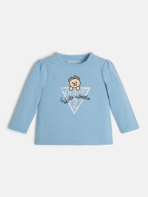 Camiseta Azul Claro Con Estampado Frontal