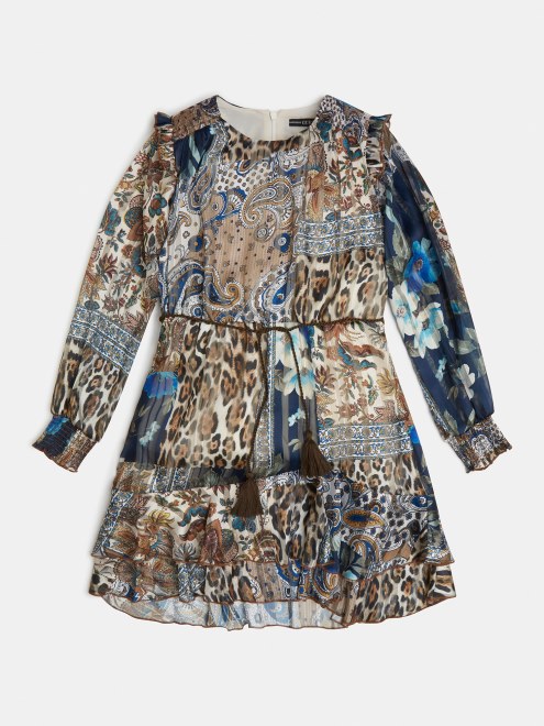 Vestido Con Estampado Completo Guess Azul Multi