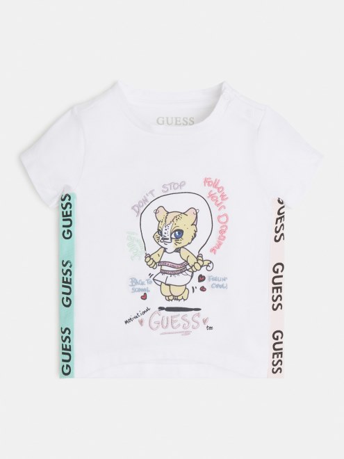 Guess Camiseta Blanca Con Estampado Frontal Nueva Tendencia