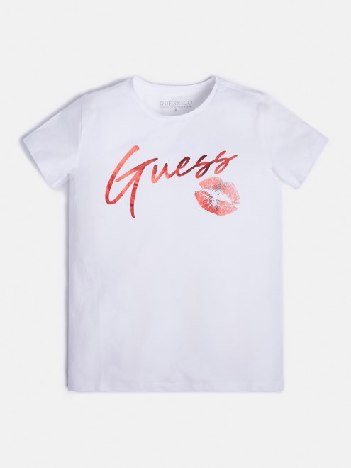 Guess Camiseta Blanca Con Logo Delantero Nueva Moda