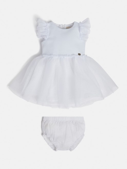 Conjunto De Vestido Y Braguitas Con Aplicaciones De Tul Blanco Guess