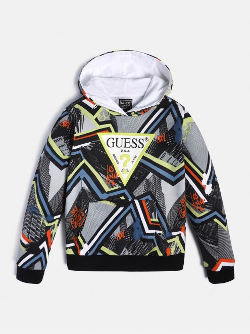 Sudadera Gris Con Estampado Multi Guess All Over