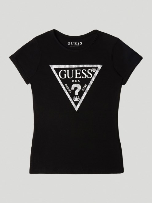 Camiseta Con Logo Triangulo Negro Guess