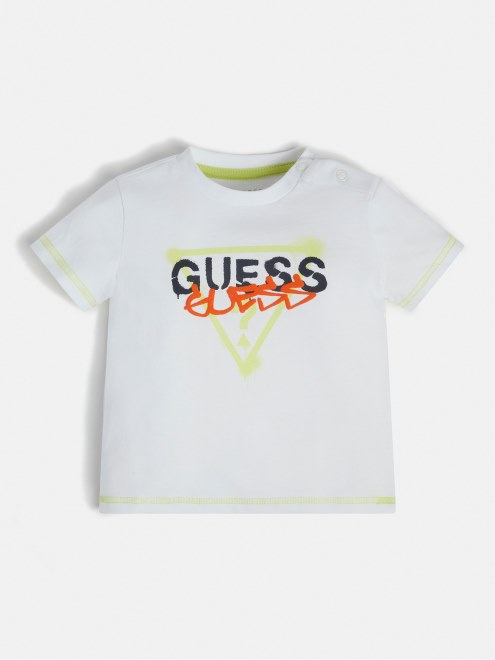 Camiseta Blanca Con Logo Delantero Guess