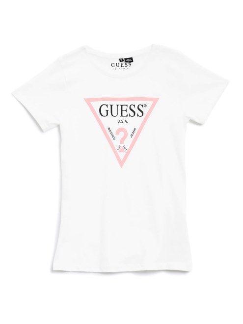 Camiseta Con Logo De Triangulo Metalizado Blanco Guess