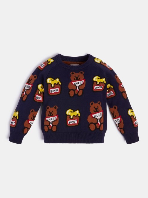 Jersey En Jacquard Con Logo En Toda La Prenda Guess Azul Multicolor