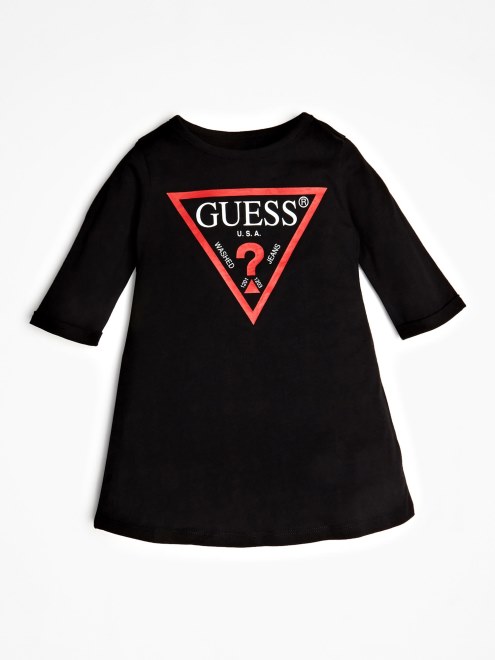 Vestido Negro Con Logo De Triangulo Guess