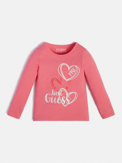 Camiseta Guess Rosa Con Logo En La Parte Delantera