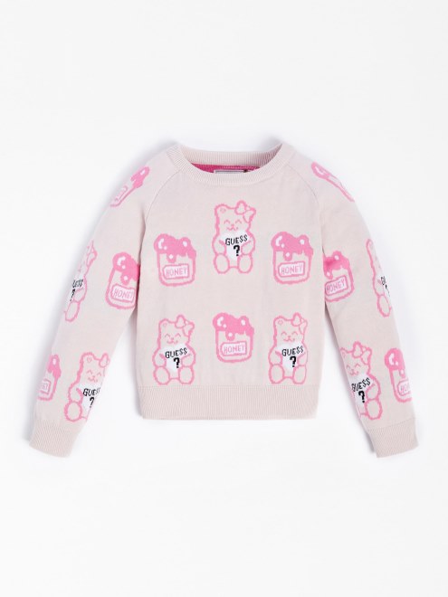 Suéter Rosa Con Logo En Jacquard