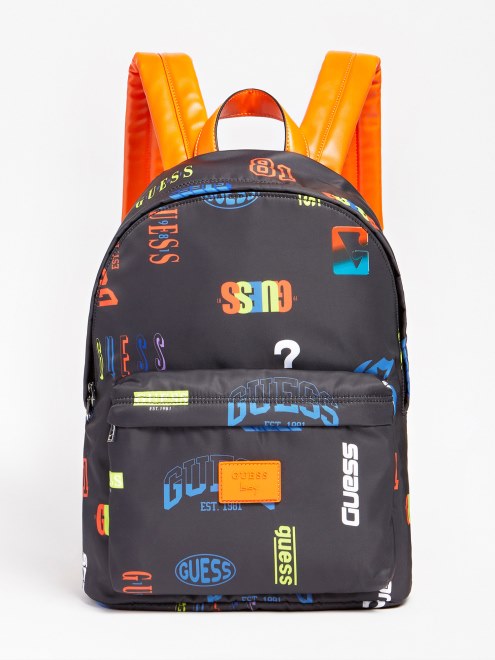 Mochila All Over Print Negra Multi Guess