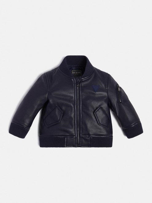 Bomber De Piel Sintetica Adivinar Azul