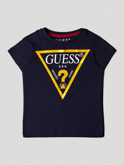 Camiseta Guess Con Logo Triangular Azul Oscuro