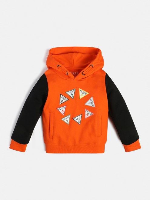 Sudadera Con Logo De Triángulo Delantero Naranja Guess