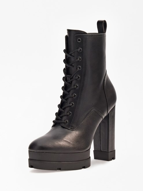 Botas Bajas Con Viseras De Cuero Negro Adivinar