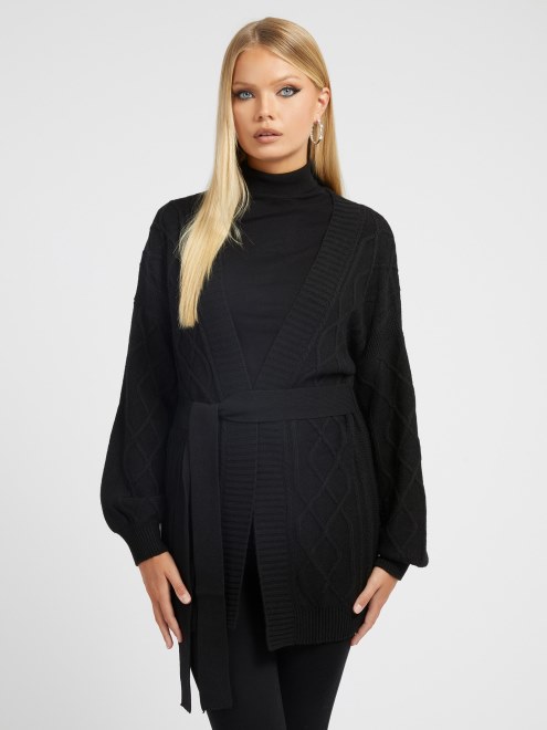 Cárdigan De Punto De Ochos En Mezcla De Lana Guess Negro