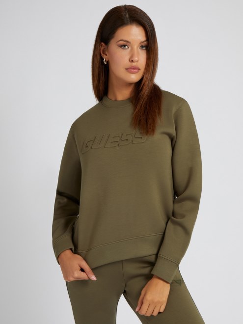 Sudadera Guess Verde Con Logo En La Parte Delantera