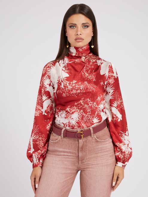 Adivinar Toda La Blusa Estampada Roja