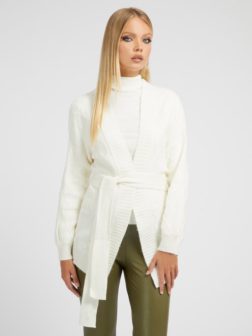 Cárdigan Blanco En Mezcla De Lana Y Ochos