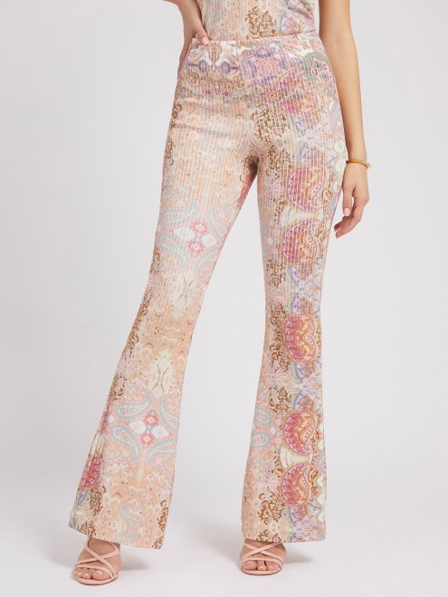 Guess Pantalón De Suéter Con Estampado De Cachemira Multi Rosa